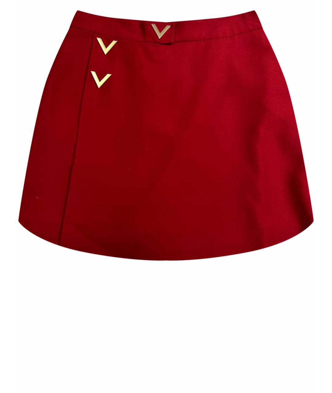 VALENTINO Красная шерстяная юбка мини, фото 1