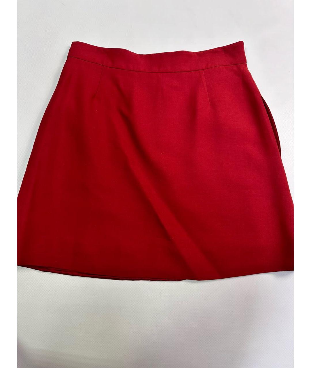 VALENTINO Красная шерстяная юбка мини, фото 3