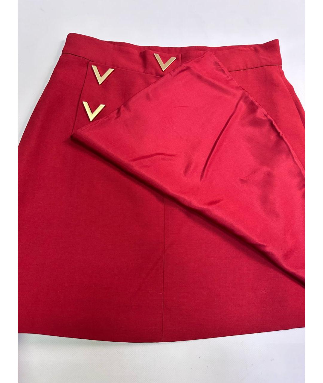 VALENTINO Красная шерстяная юбка мини, фото 2