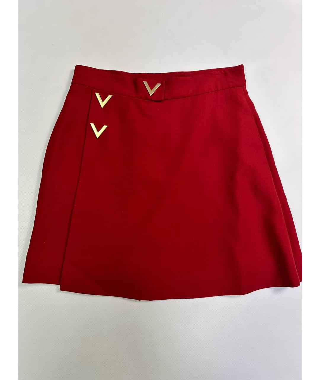 VALENTINO Красная шерстяная юбка мини, фото 8