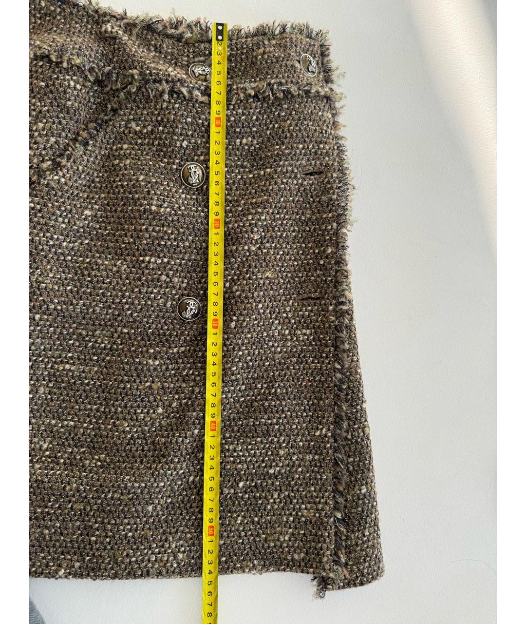 CHANEL Коричневая шерстяная юбка мини, фото 7