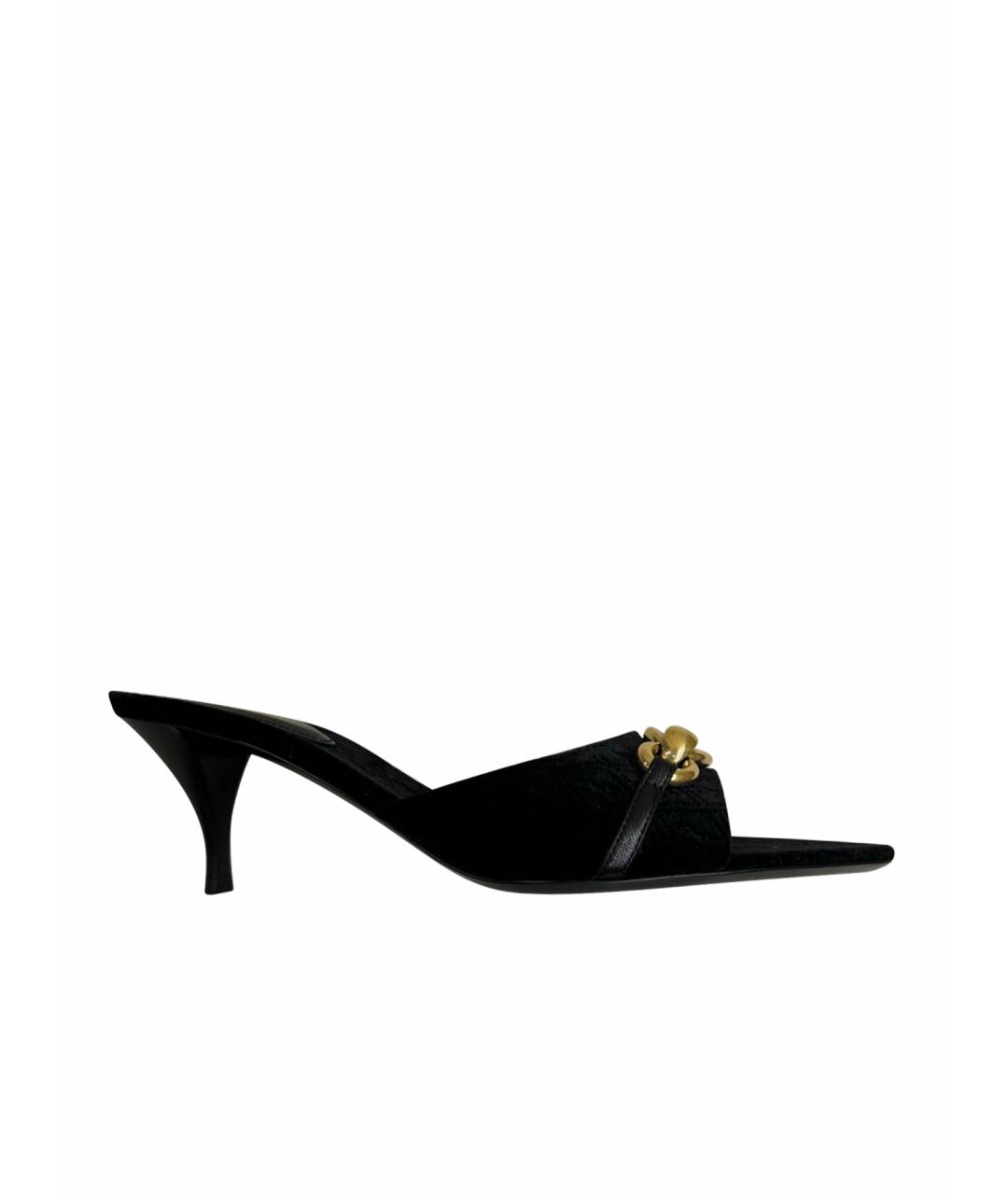 SAINT LAURENT Черные кожаные мюли, фото 1
