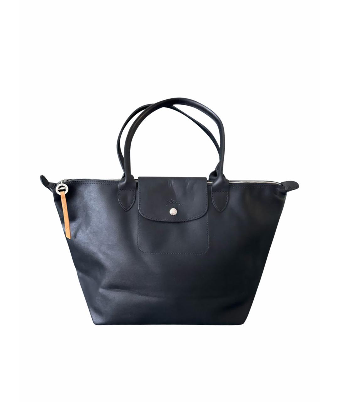 LONGCHAMP Черная кожаная сумка с короткими ручками, фото 1
