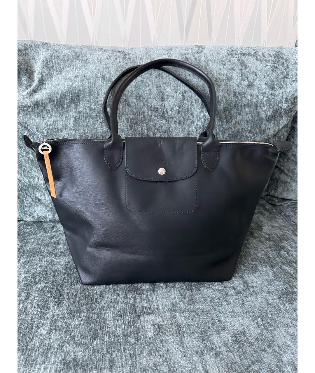 LONGCHAMP Черная кожаная сумка с короткими ручками, фото 5