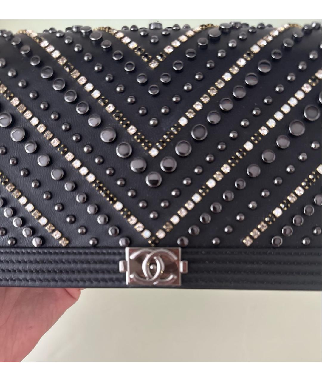 CHANEL PRE-OWNED Черная кожаная сумка через плечо, фото 8