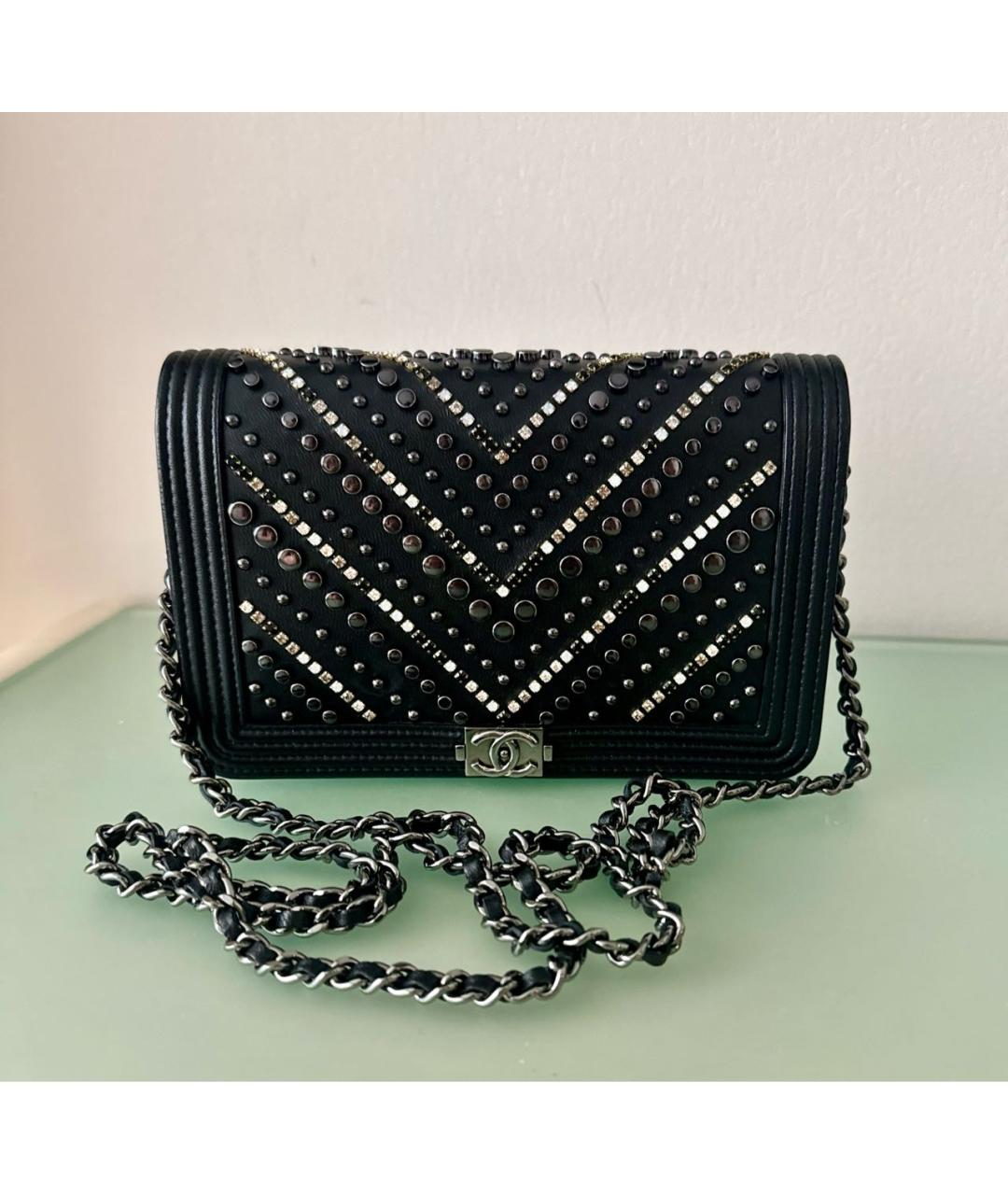 CHANEL PRE-OWNED Черная кожаная сумка через плечо, фото 9