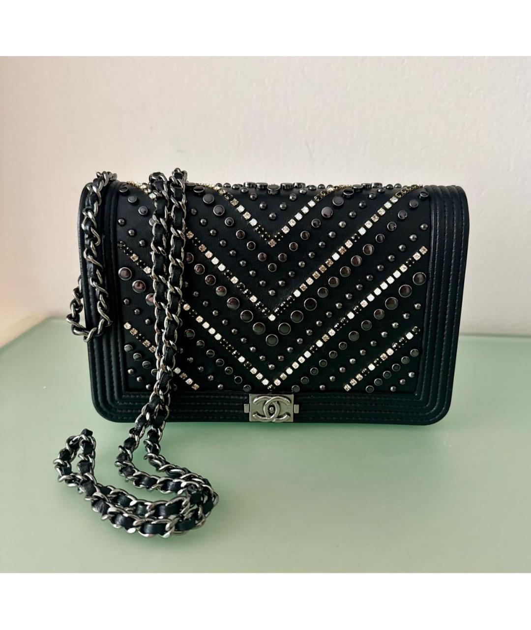 CHANEL PRE-OWNED Черная кожаная сумка через плечо, фото 2