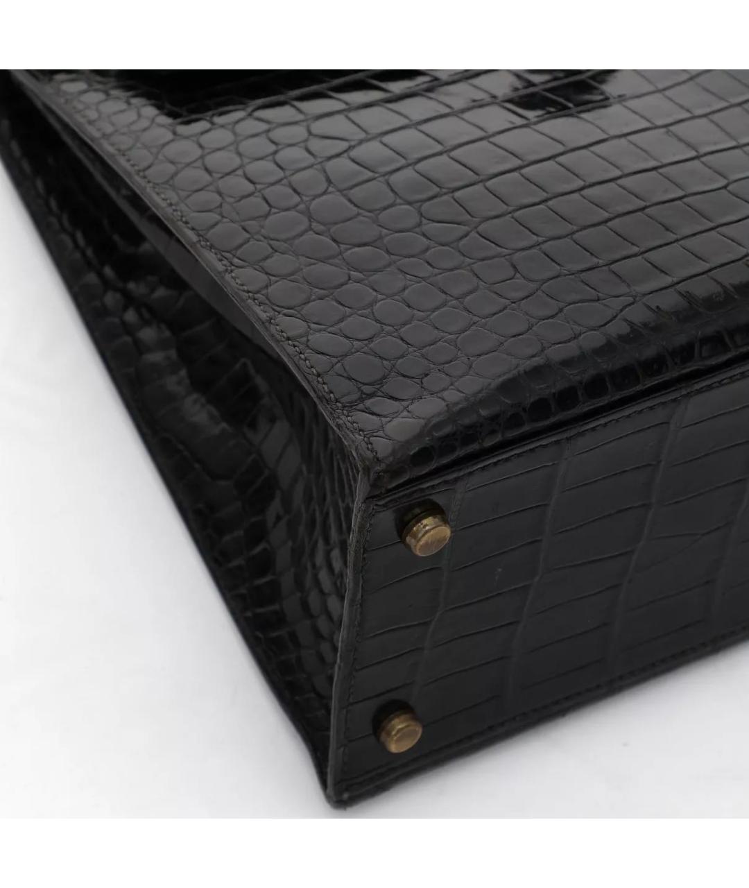 HERMES PRE-OWNED Черная сумка с короткими ручками из экзотической кожи, фото 7