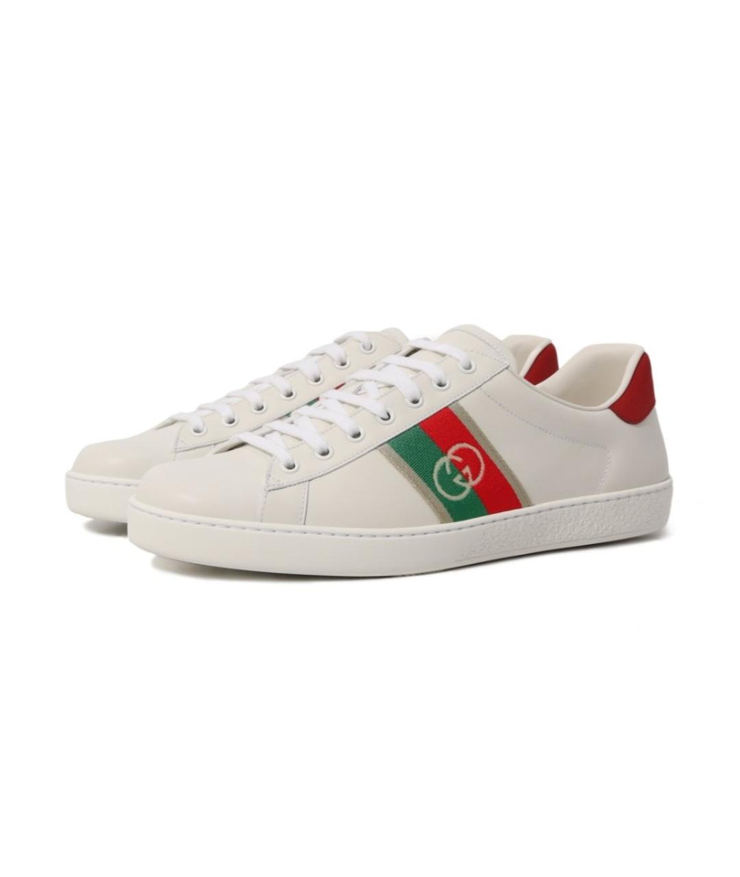 GUCCI Белые кожаные кеды, фото 2