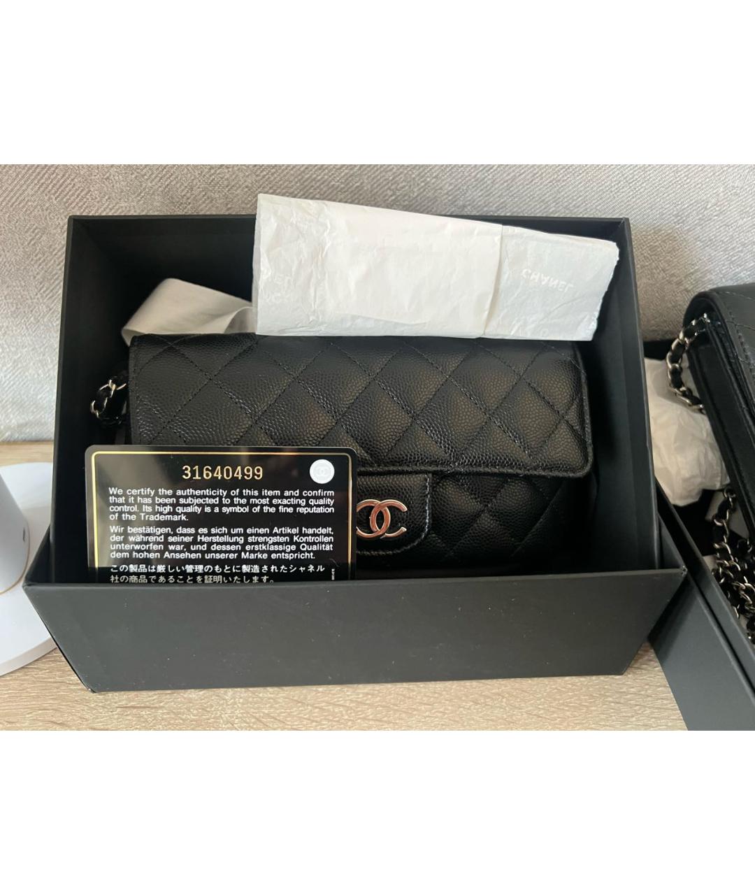 CHANEL PRE-OWNED Черная кожаная сумка через плечо, фото 3