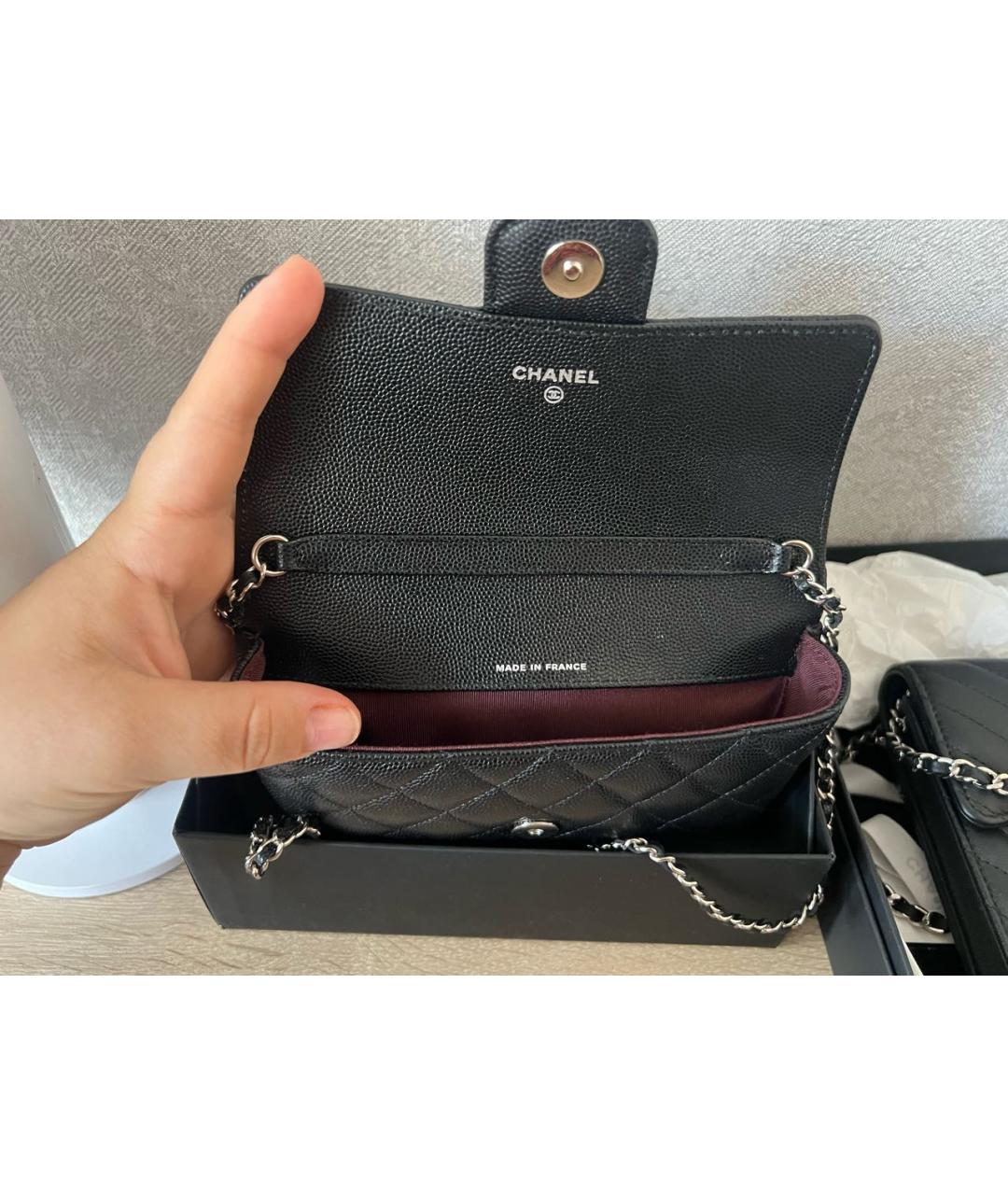 CHANEL PRE-OWNED Черная кожаная сумка через плечо, фото 4