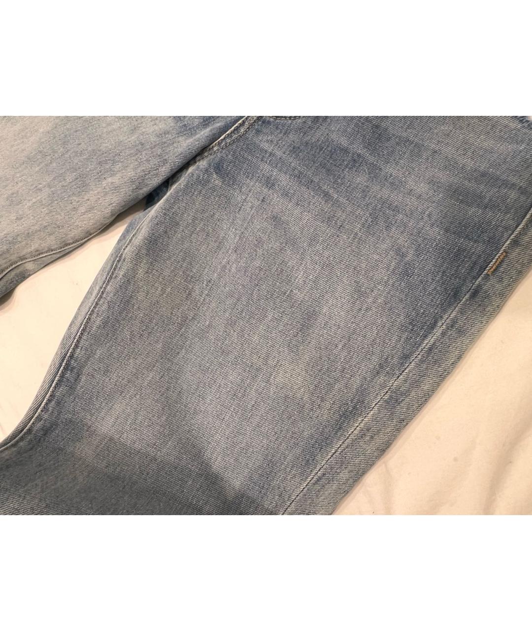 HELMUT LANG Голубые хлопко-полиэстеровые прямые джинсы, фото 8