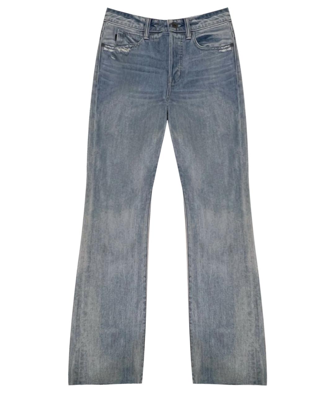 HELMUT LANG Голубые хлопко-полиэстеровые прямые джинсы, фото 1