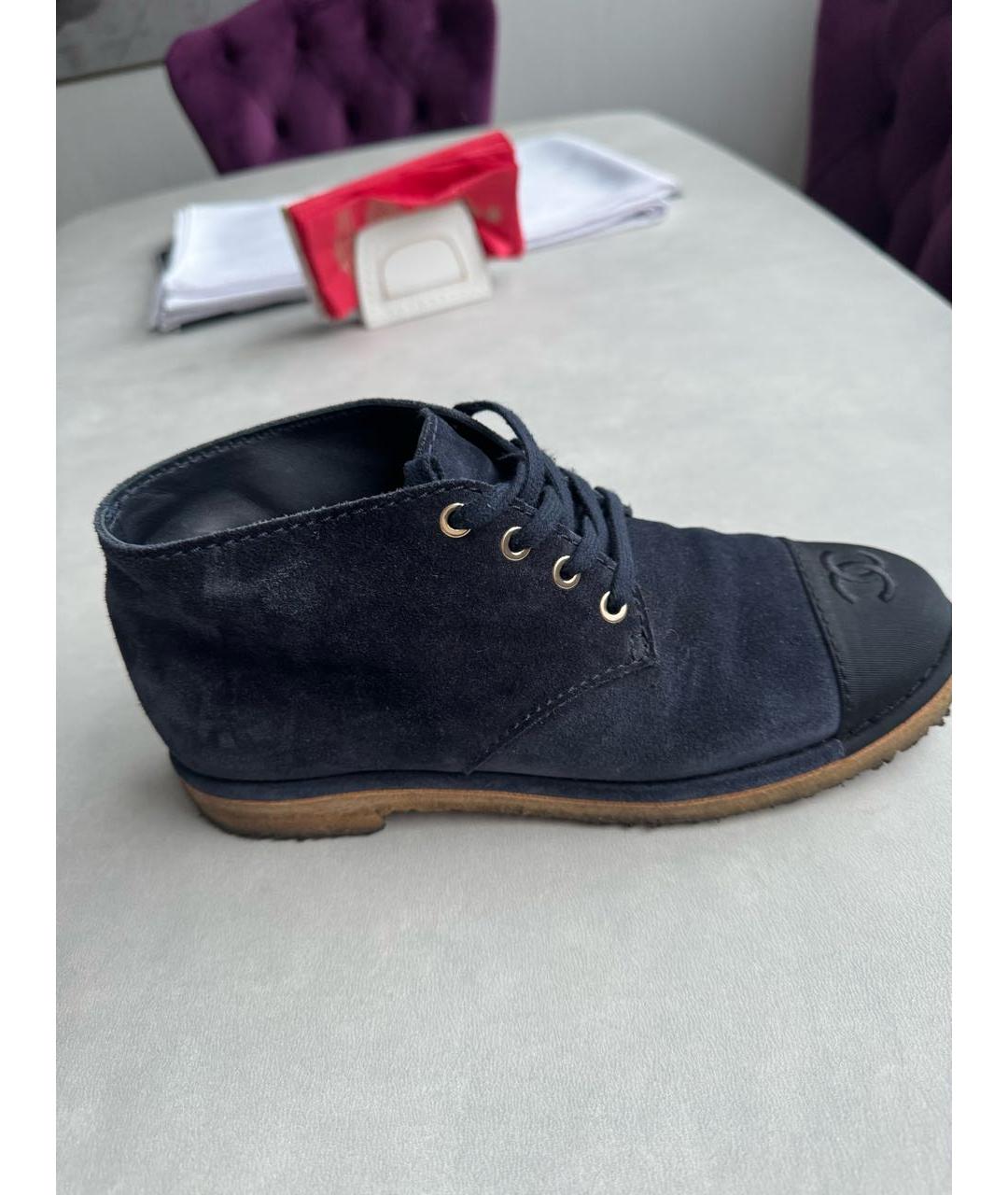 CHANEL PRE-OWNED Темно-синие замшевые ботинки, фото 7