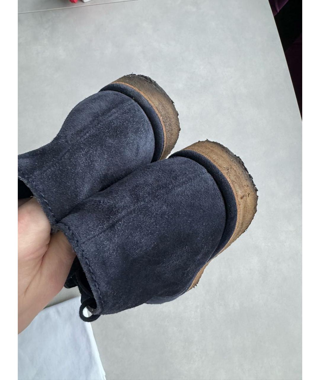 CHANEL PRE-OWNED Темно-синие замшевые ботинки, фото 3