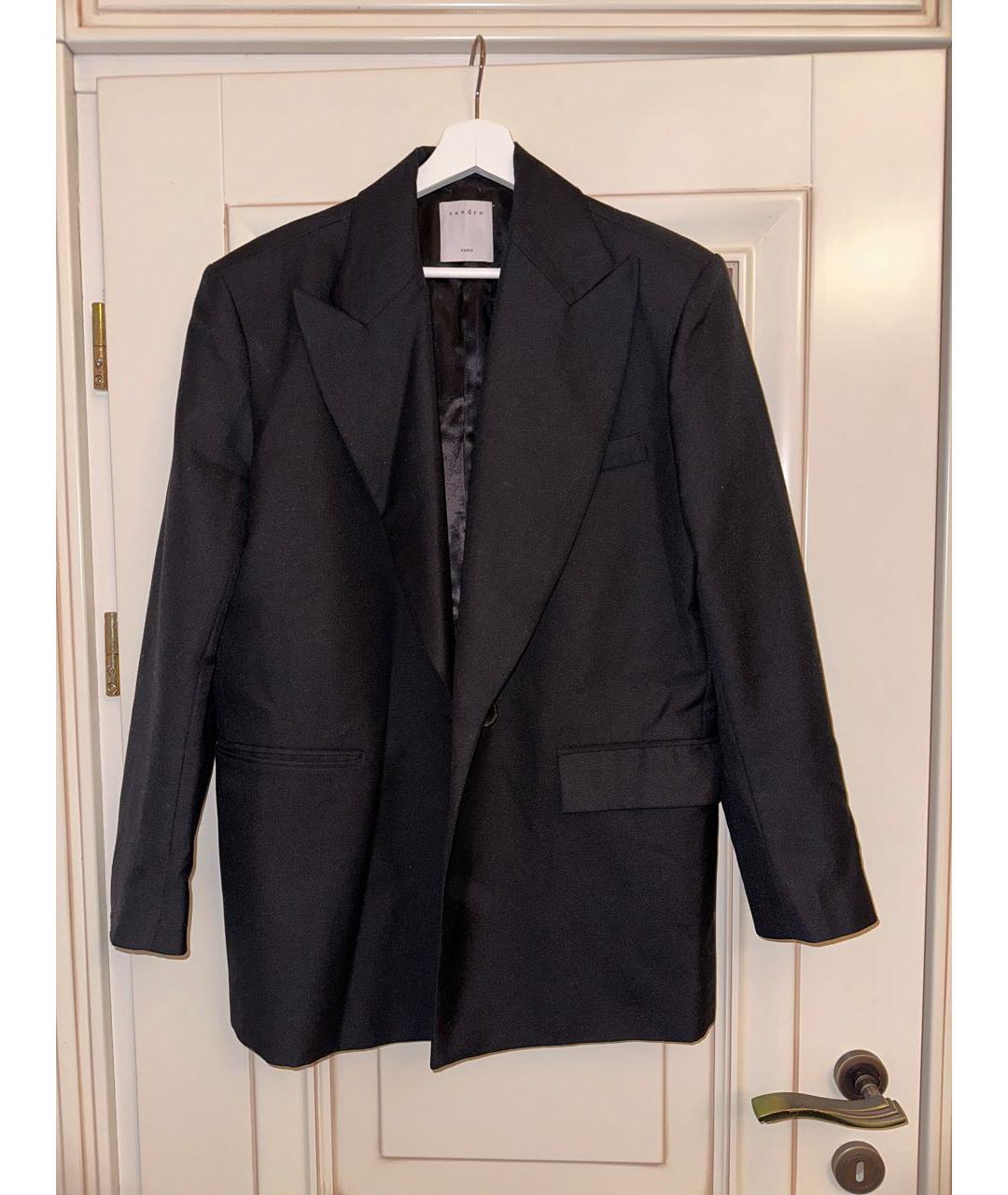 SANDRO Черный хлопковый жакет/пиджак, фото 6