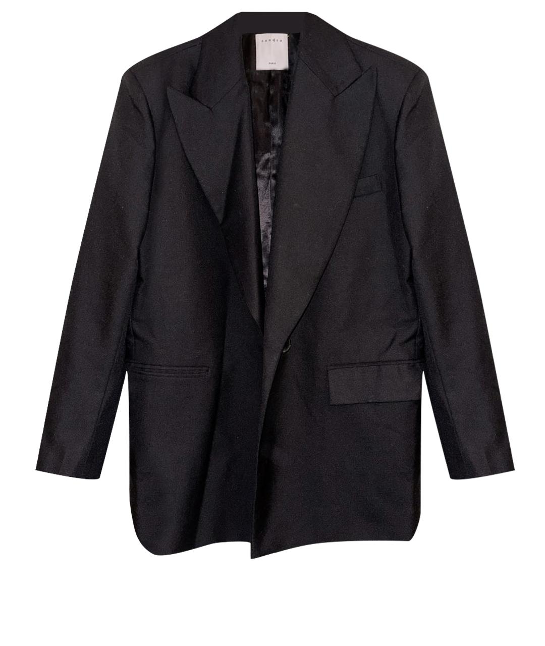 SANDRO Черный хлопковый жакет/пиджак, фото 1