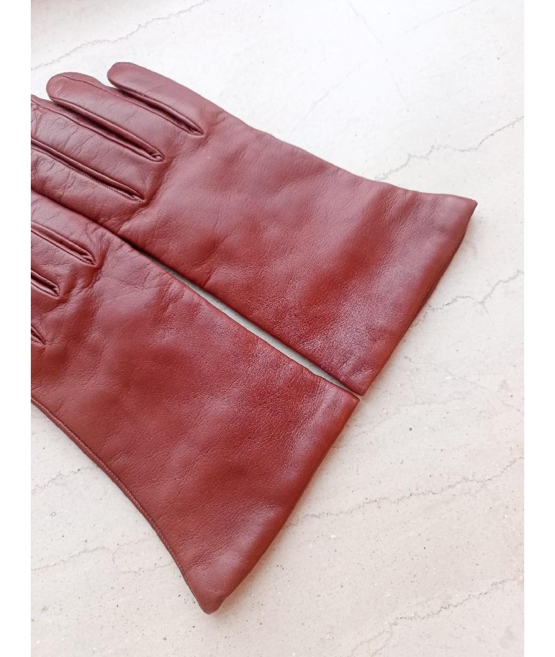 SERMONETA Бордовые кожаные перчатки, фото 3