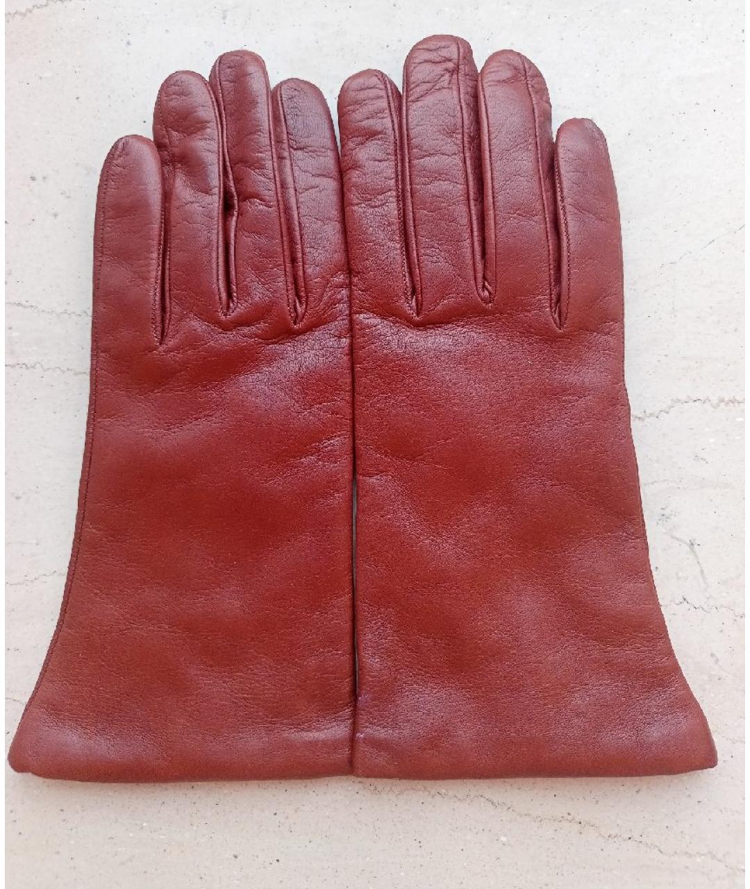 SERMONETA Бордовые кожаные перчатки, фото 5