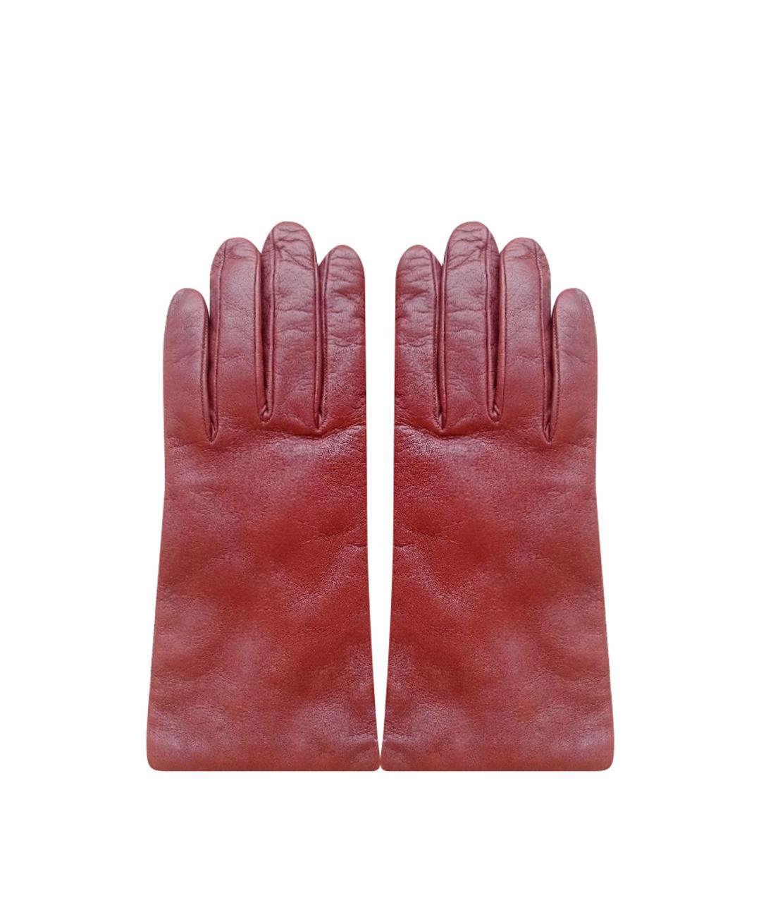 SERMONETA Бордовые кожаные перчатки, фото 1