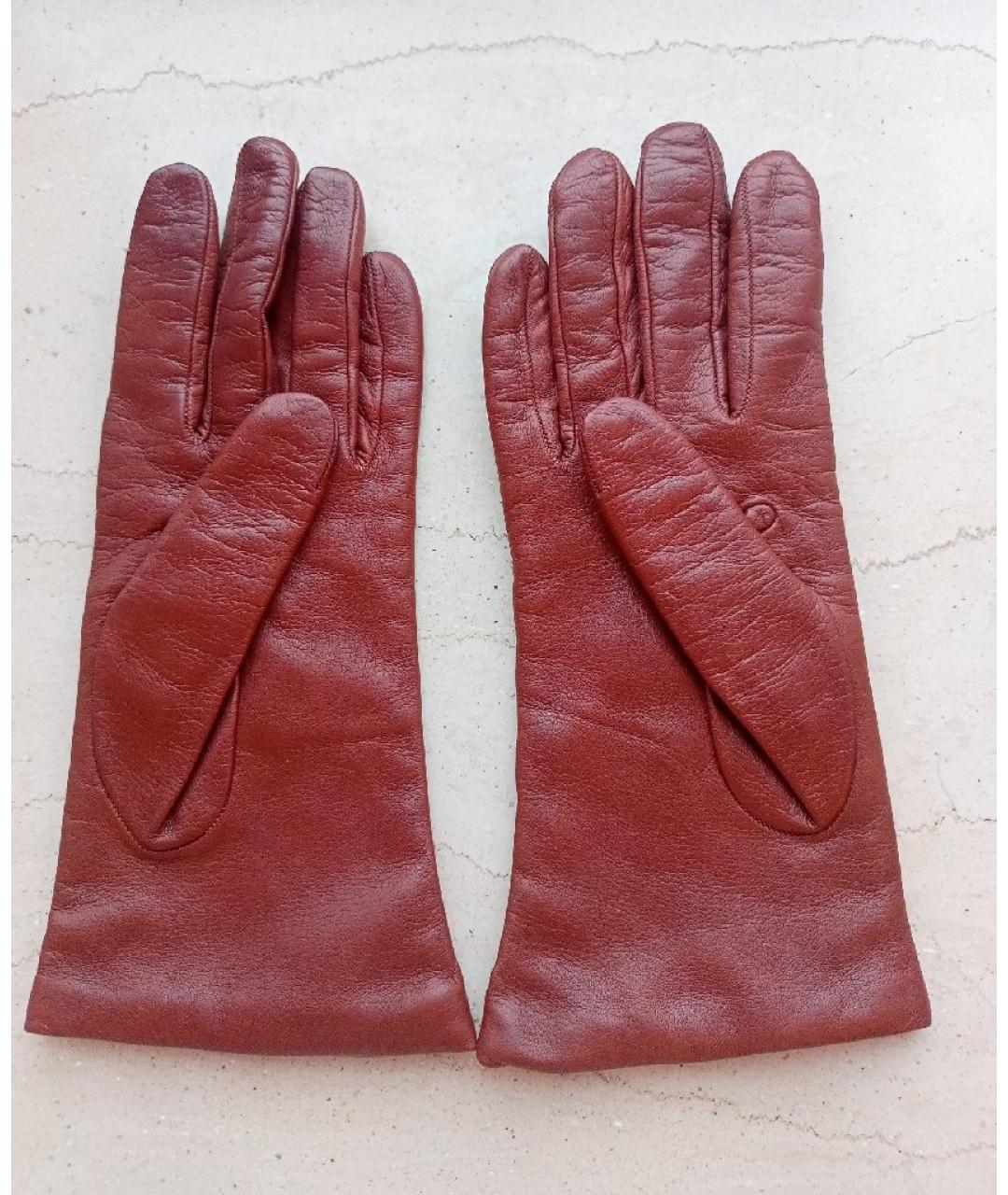 SERMONETA Бордовые кожаные перчатки, фото 2