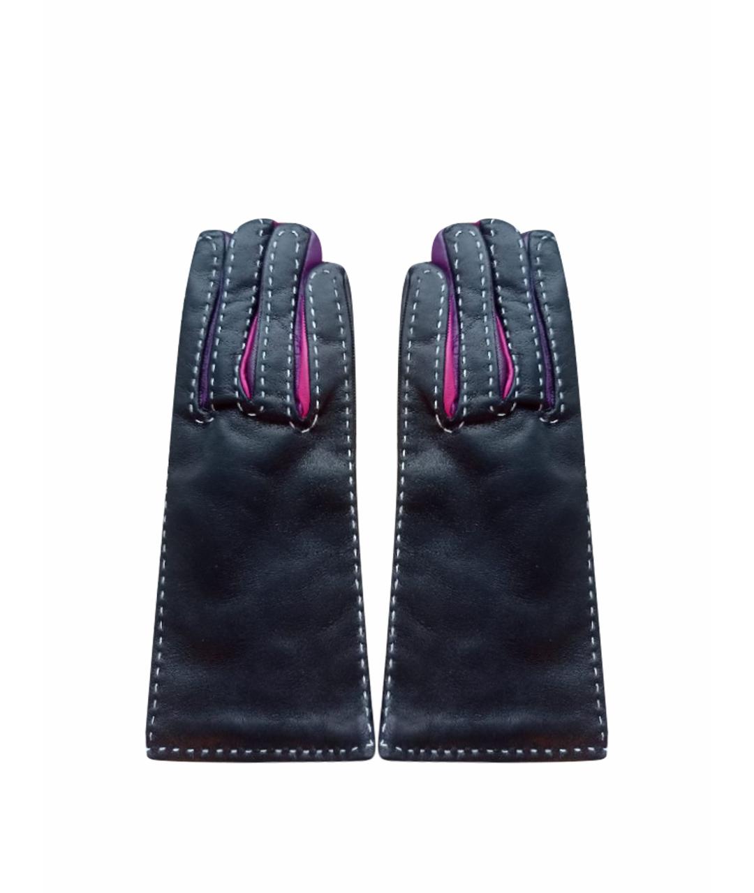 SERMONETA Черные кожаные перчатки, фото 1