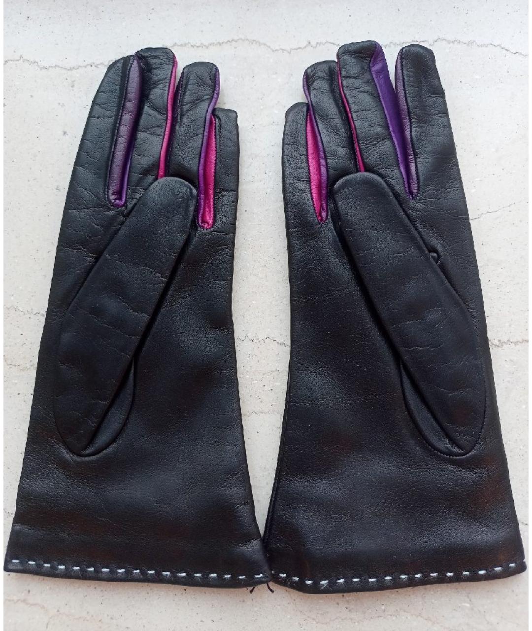 SERMONETA Черные кожаные перчатки, фото 2
