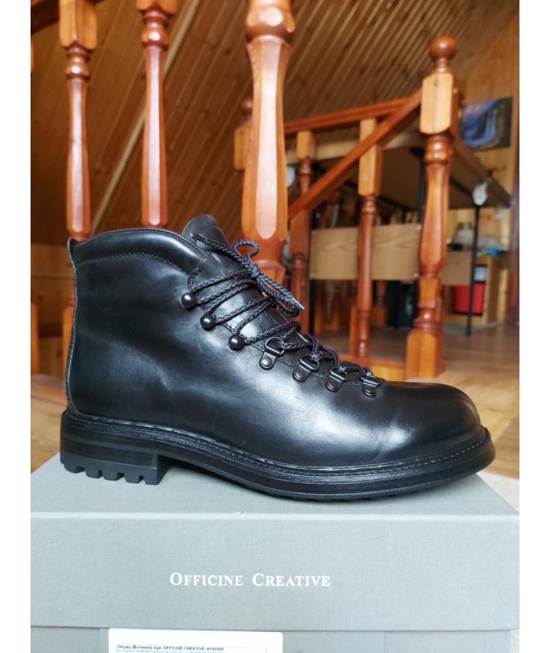 OFFICINE CREATIVE Черные кожаные высокие ботинки, фото 5