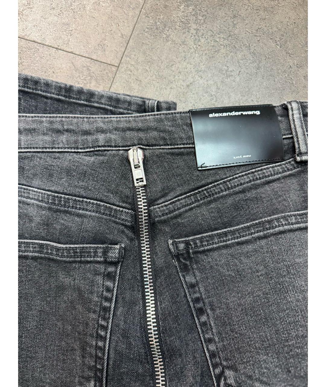 ALEXANDER WANG Антрацитовые хлопковые прямые джинсы, фото 4