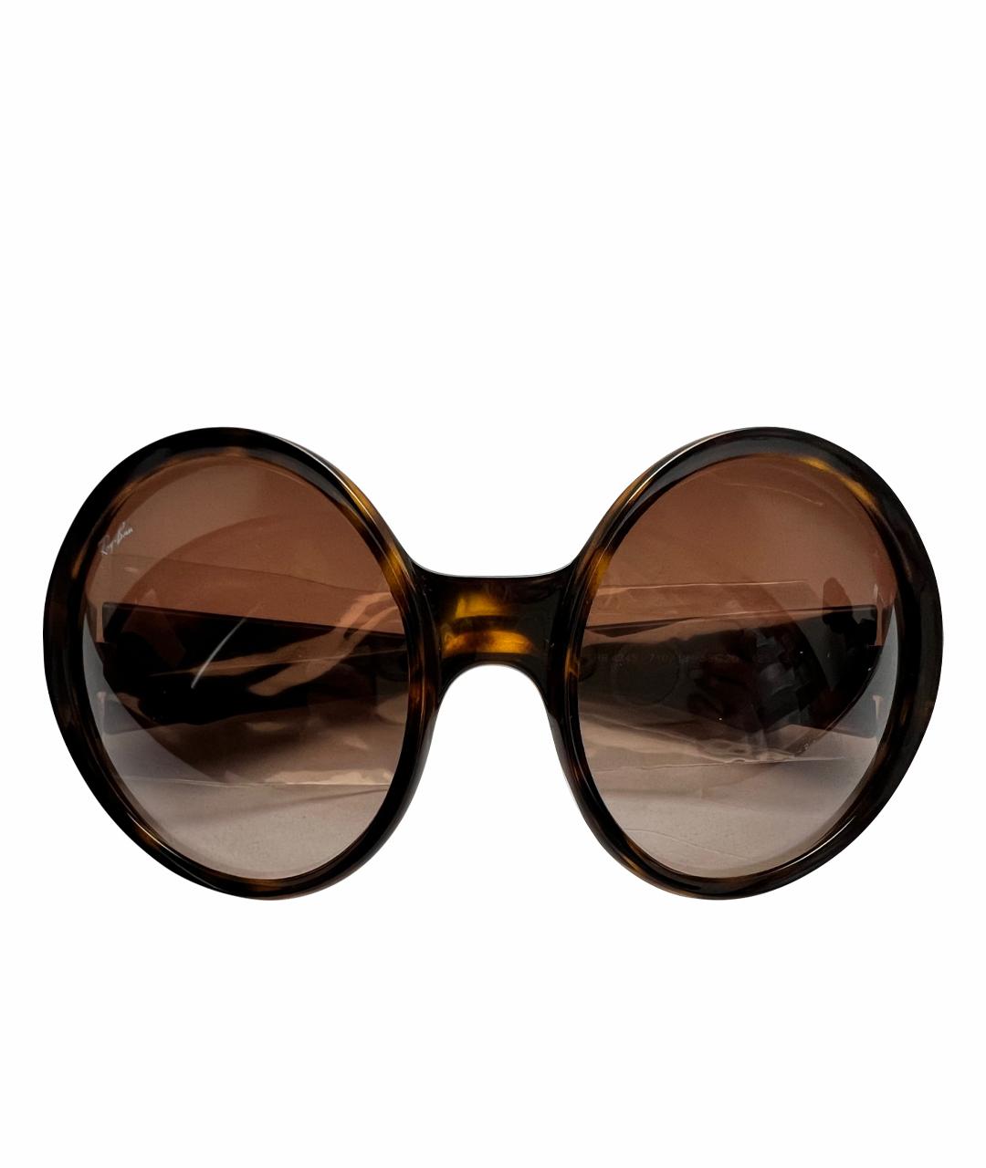 RAY BAN Коричневые пластиковые солнцезащитные очки, фото 1