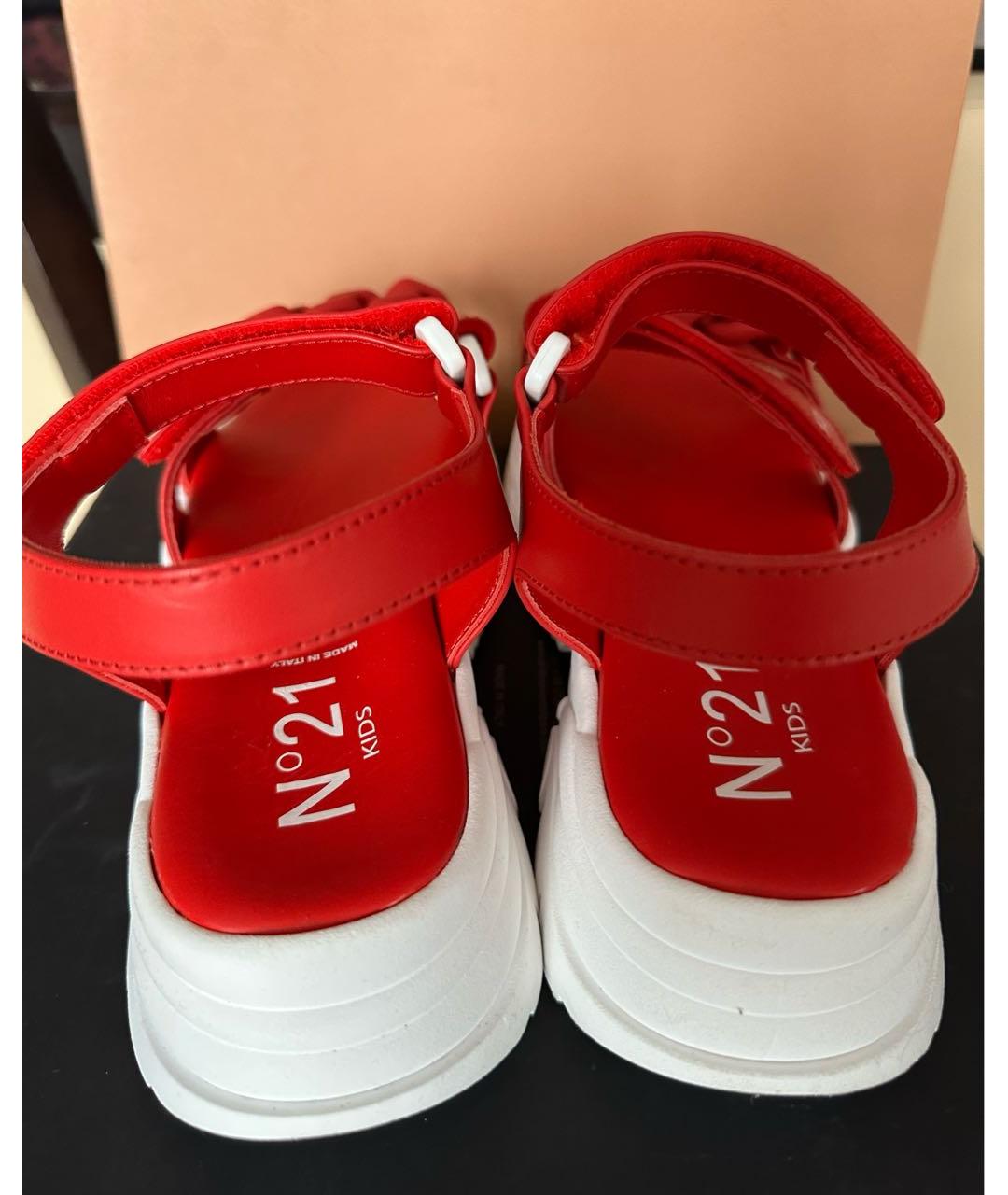 NO. 21 Красные кожаные сандалии, фото 4