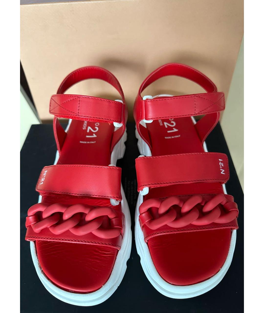 NO. 21 Красные кожаные сандалии, фото 2