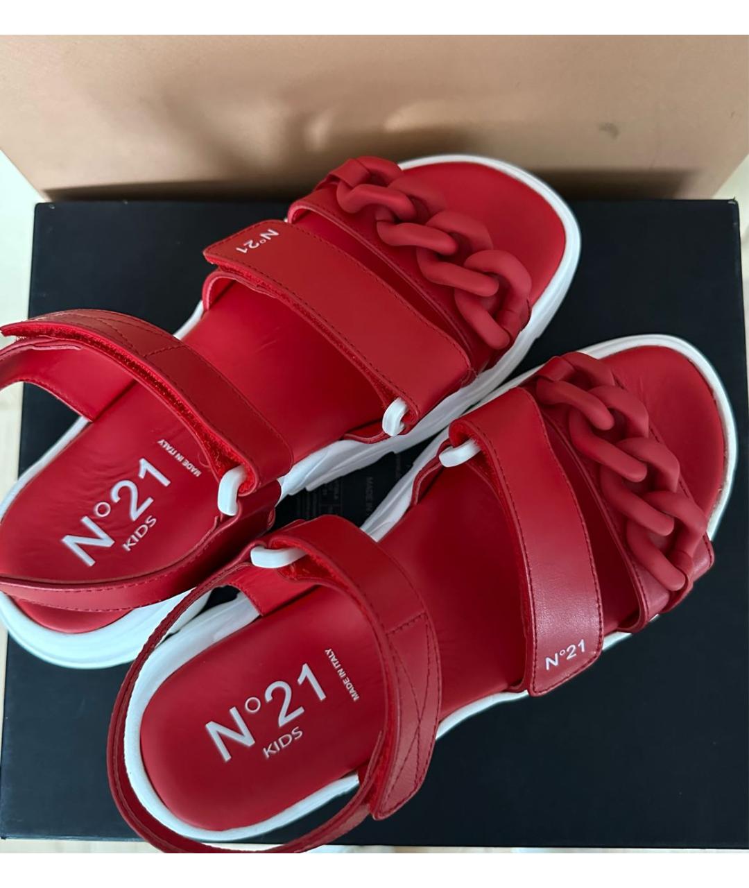 NO. 21 Красные кожаные сандалии, фото 6