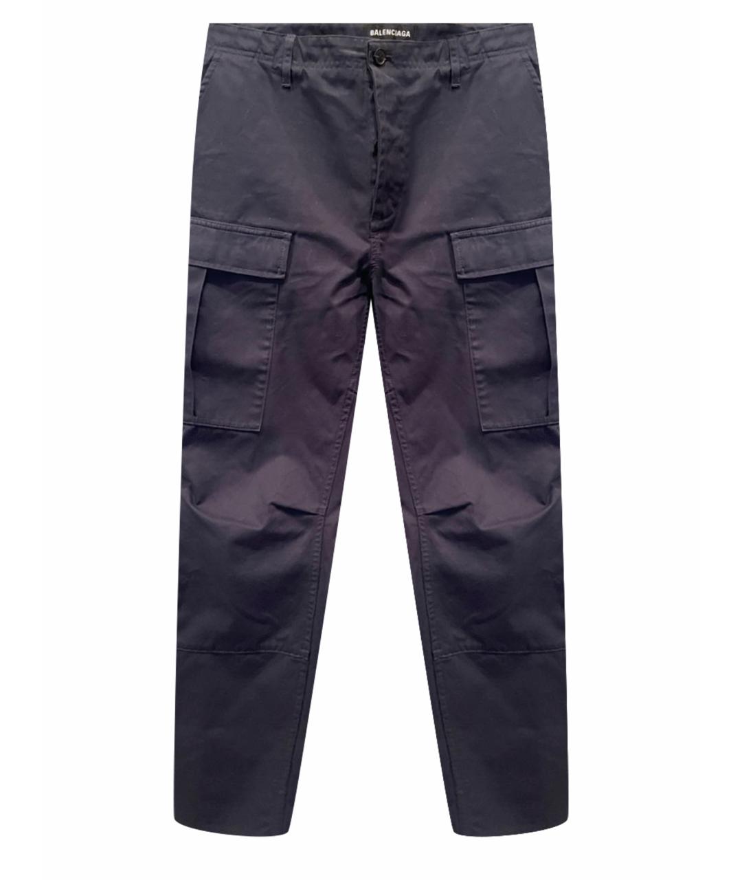 BALENCIAGA Темно-синие полиэстеровые повседневные брюки, фото 1