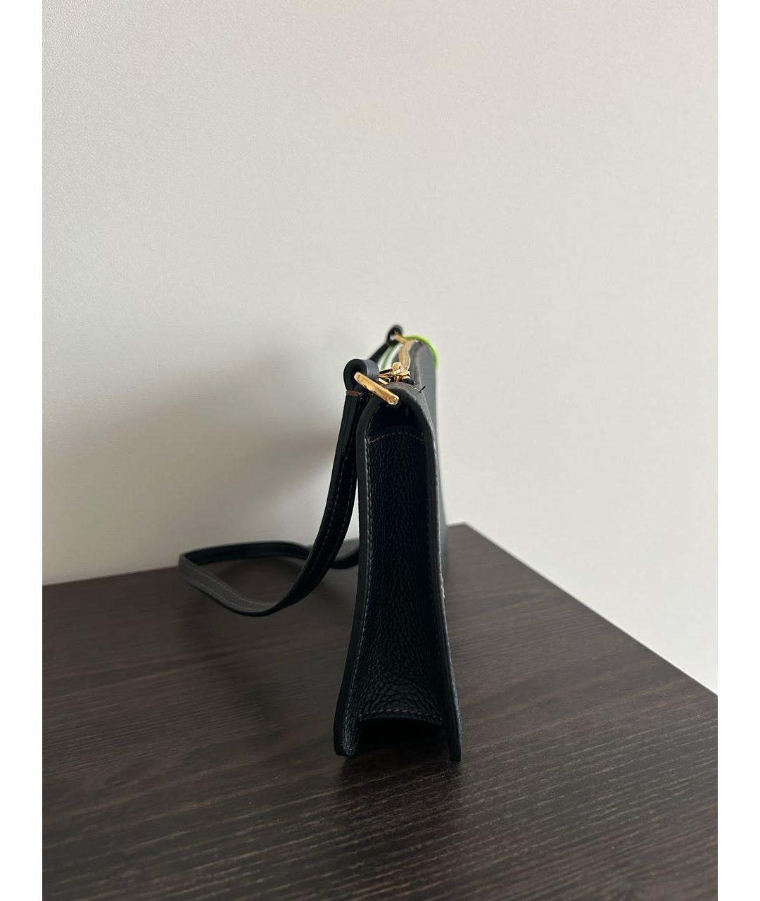BURBERRY Черная кожаная сумка с короткими ручками, фото 2