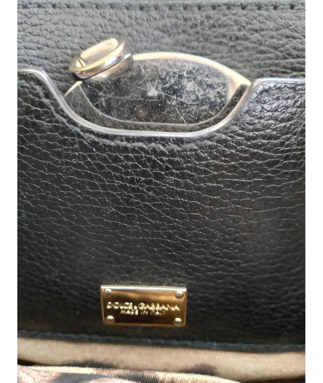 DOLCE&GABBANA Черная кожаная сумка с короткими ручками, фото 2