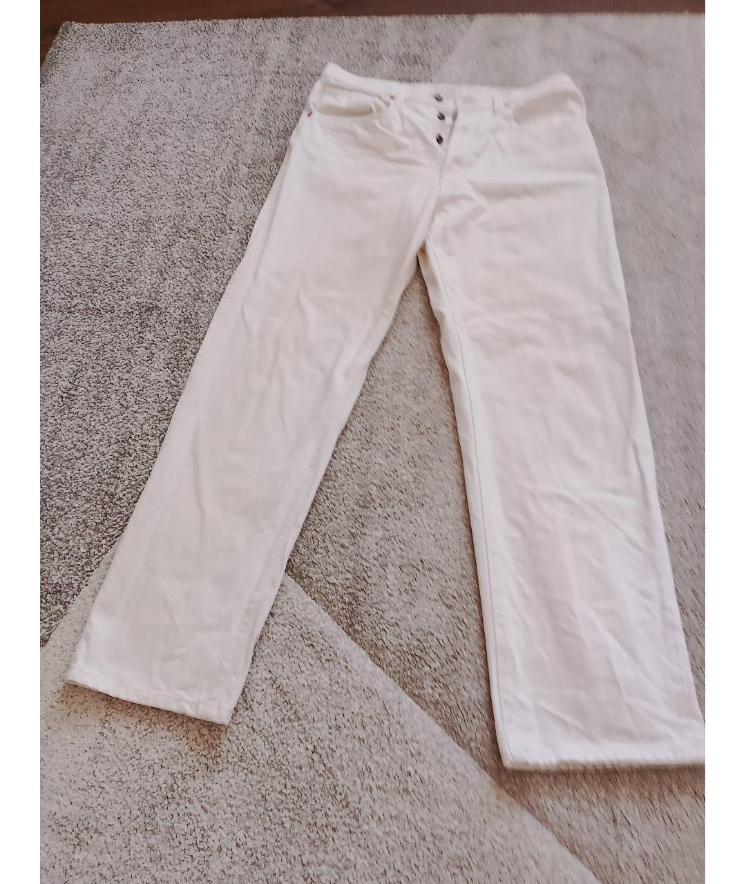 NILI LOTAN Белые хлопковые прямые джинсы, фото 4
