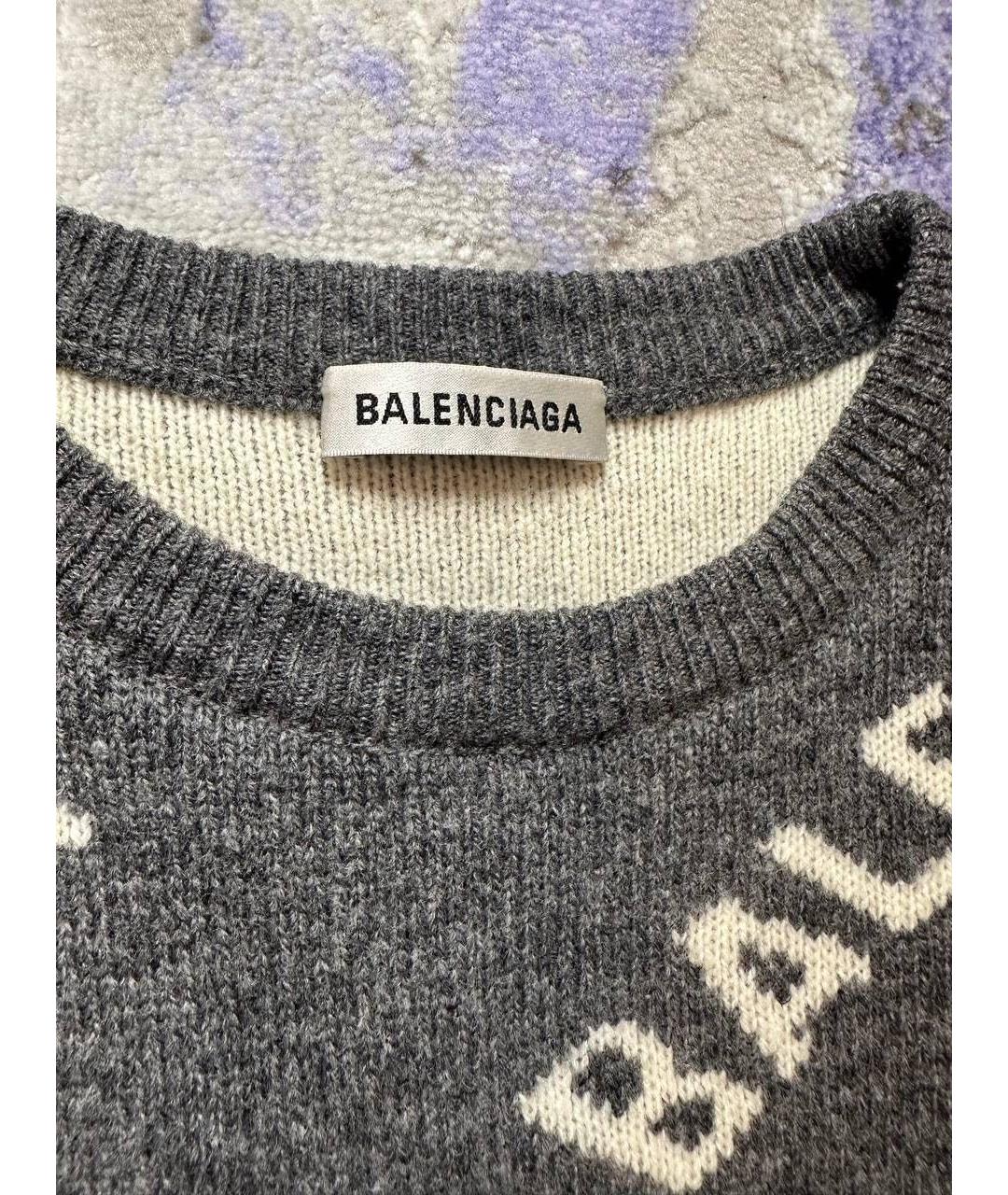 BALENCIAGA Антрацитовый шерстяной джемпер / свитер, фото 3