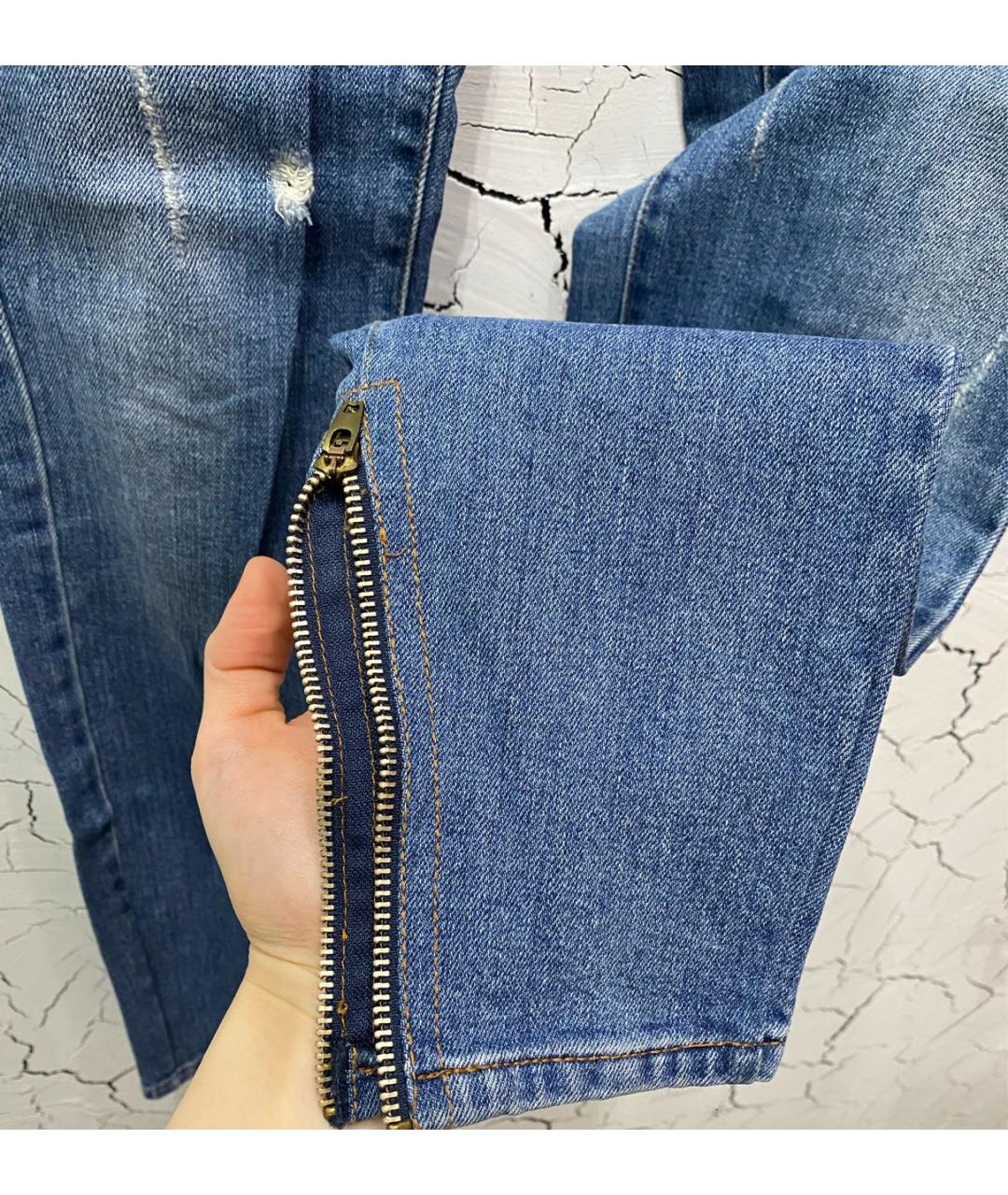 VERSACE Синие хлопко-эластановые джинсы слим, фото 5