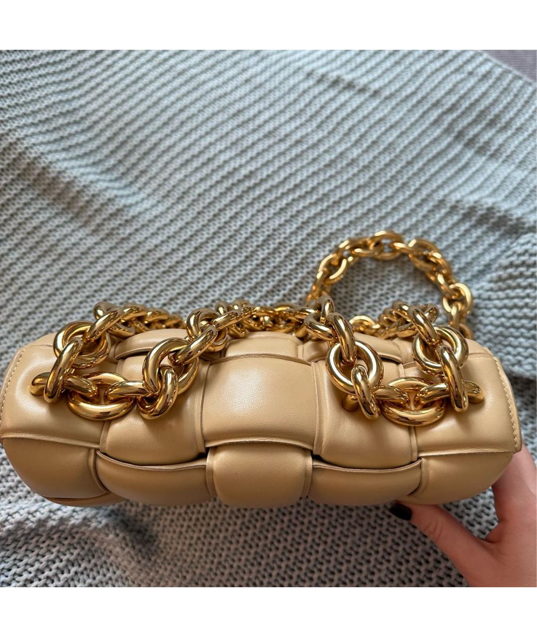 BOTTEGA VENETA Бежевая кожаная сумка через плечо, фото 3