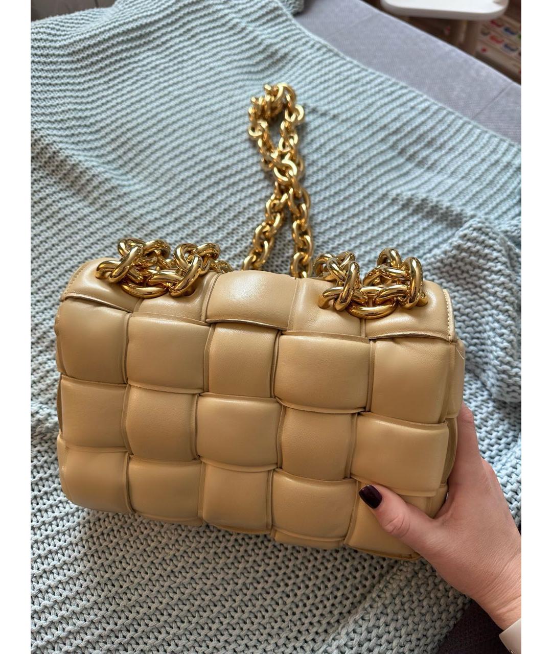 BOTTEGA VENETA Бежевая кожаная сумка через плечо, фото 7