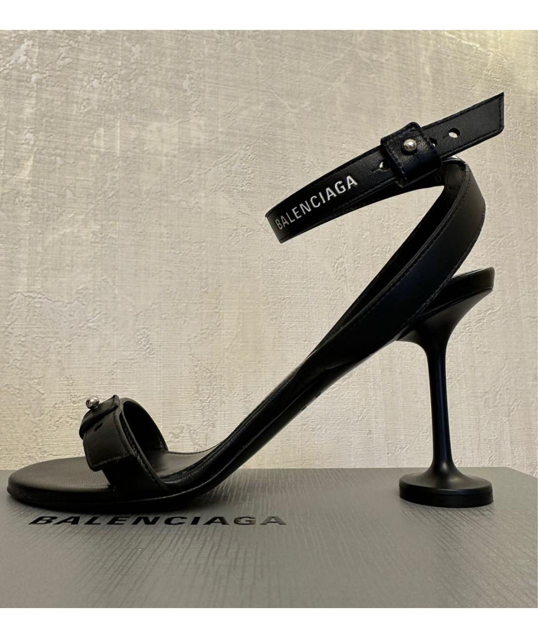BALENCIAGA Черные кожаные босоножки, фото 5