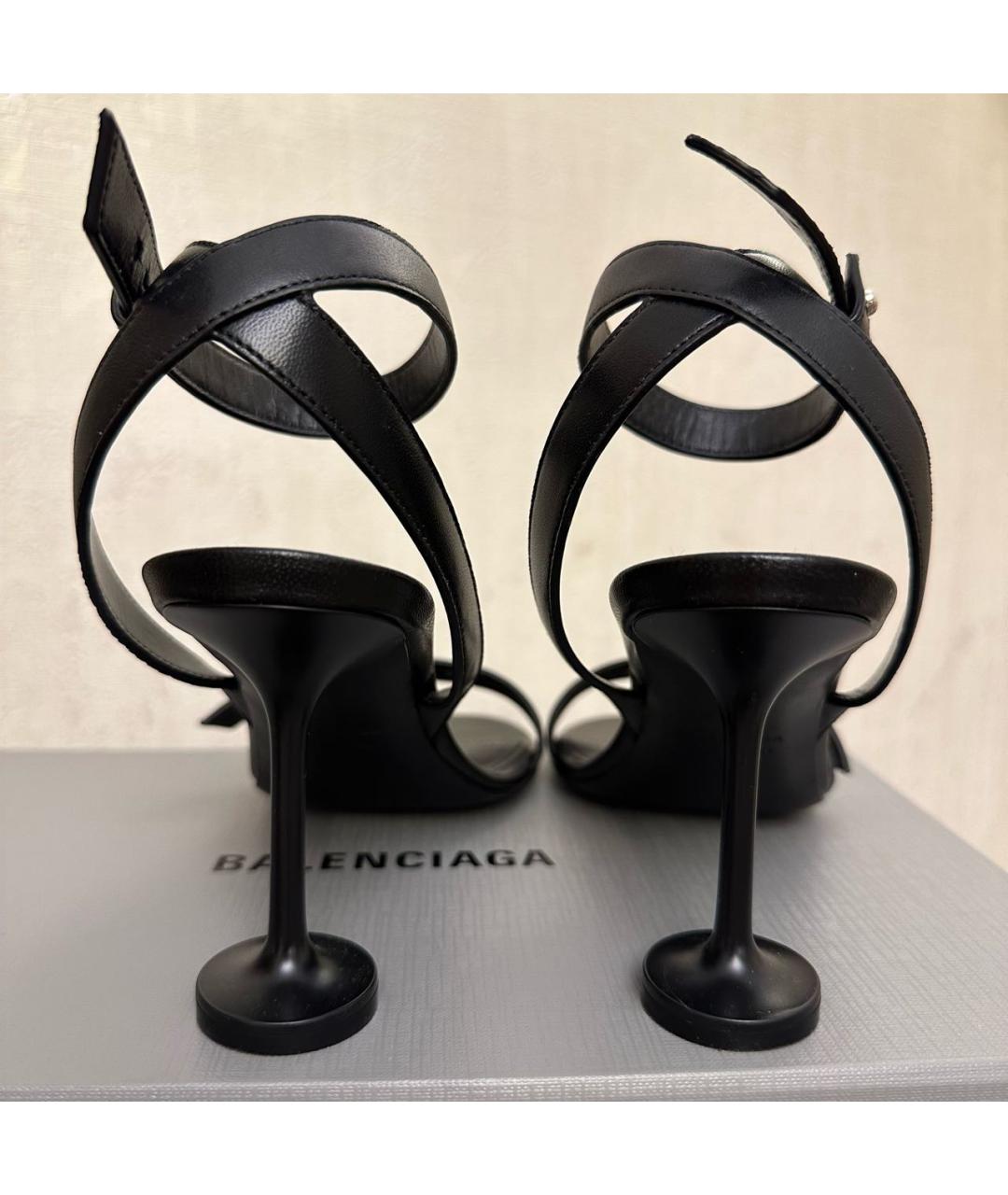 BALENCIAGA Черные кожаные босоножки, фото 3