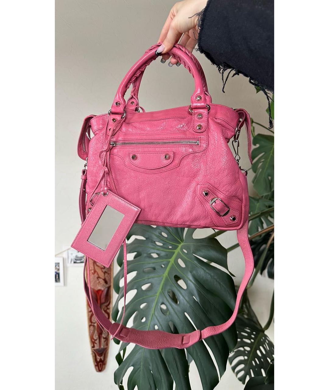 BALENCIAGA Розовая кожаная сумка с короткими ручками, фото 8