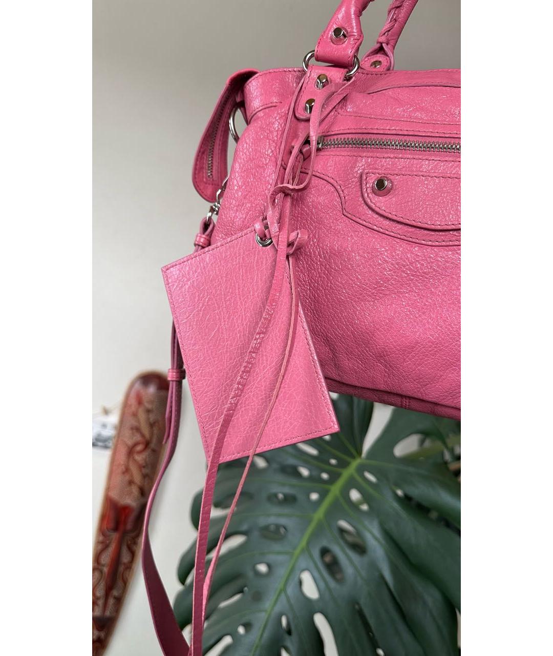 BALENCIAGA Розовая кожаная сумка с короткими ручками, фото 2