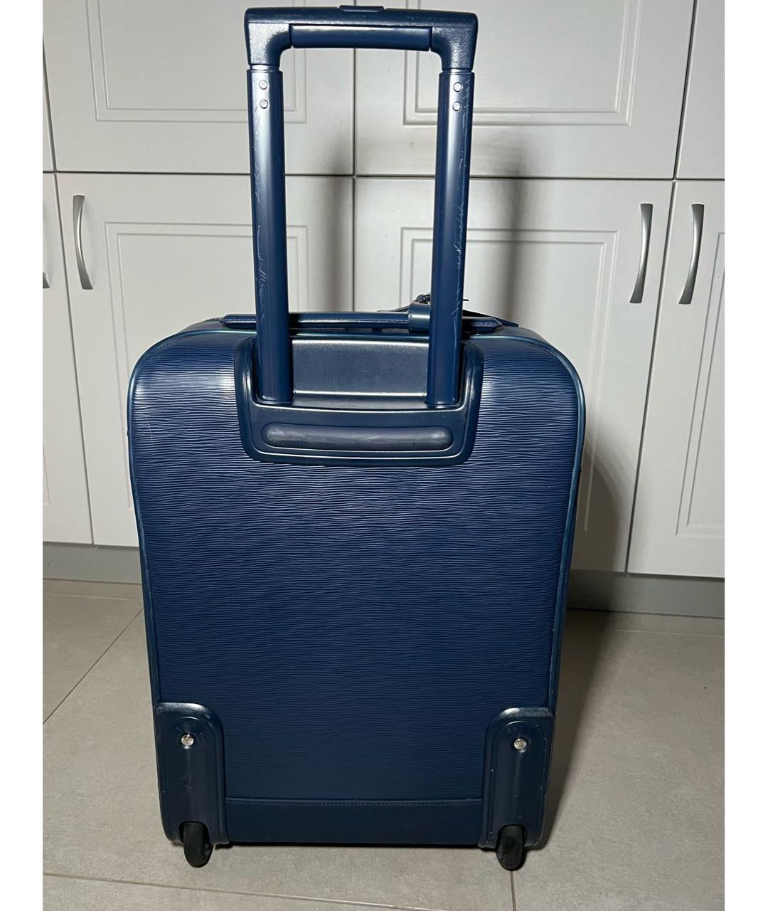 LOUIS VUITTON Темно-синий кожаный чемодан, фото 3