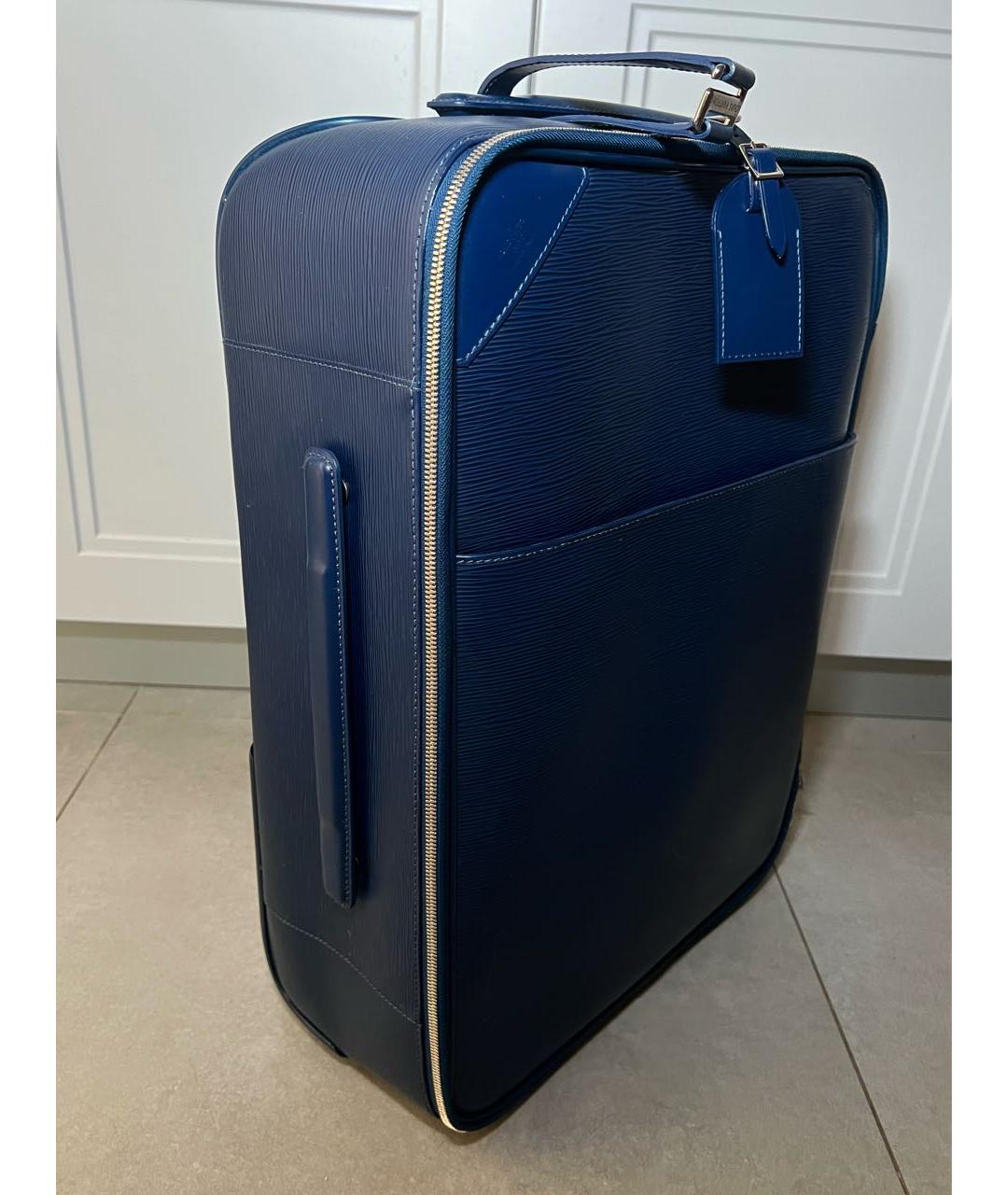 LOUIS VUITTON Темно-синий кожаный чемодан, фото 2