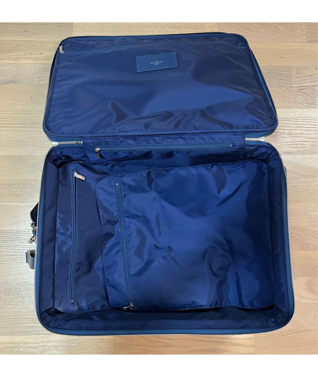 LOUIS VUITTON Темно-синий кожаный чемодан, фото 5