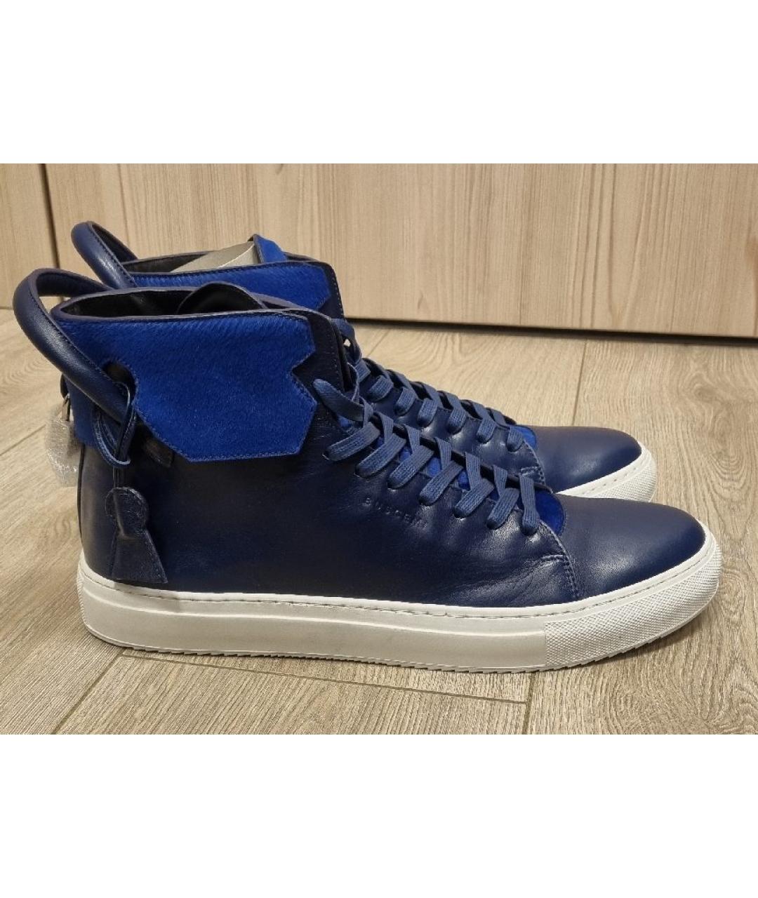 BUSCEMI Темно-синие кожаные высокие кроссовки / кеды, фото 8