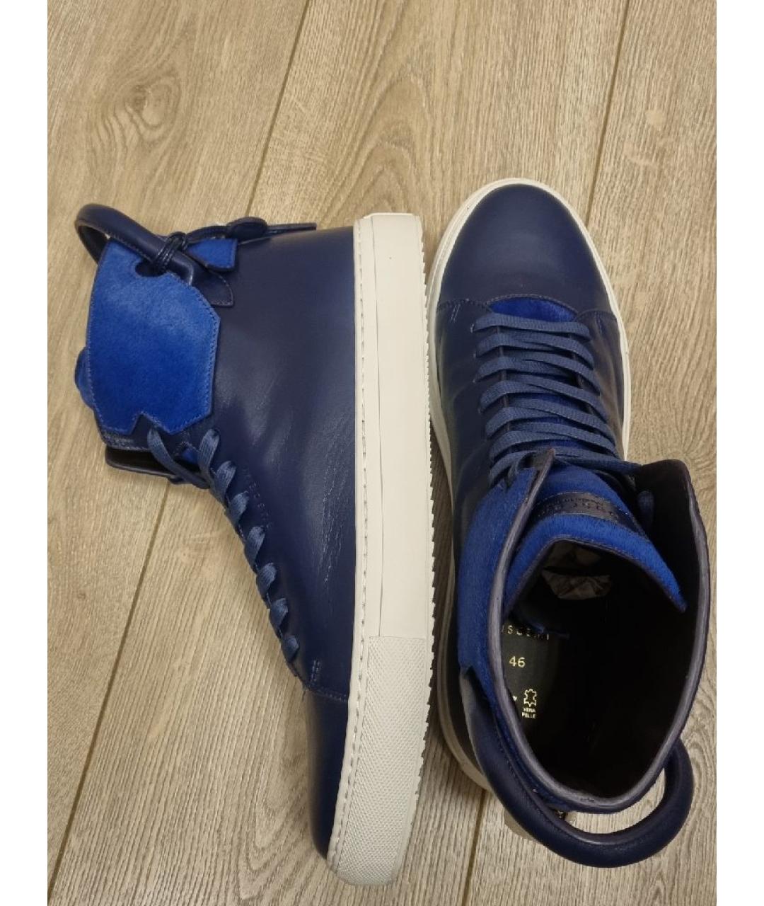 BUSCEMI Темно-синие кожаные высокие кроссовки / кеды, фото 7